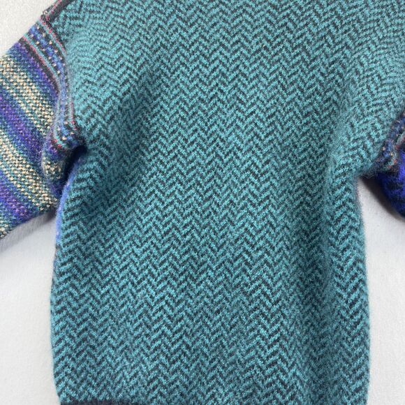 Lady Clansman Shetland Wool Sz M Fair Isle Colorblock Purple Blue Vintage - Picture 9 of 16